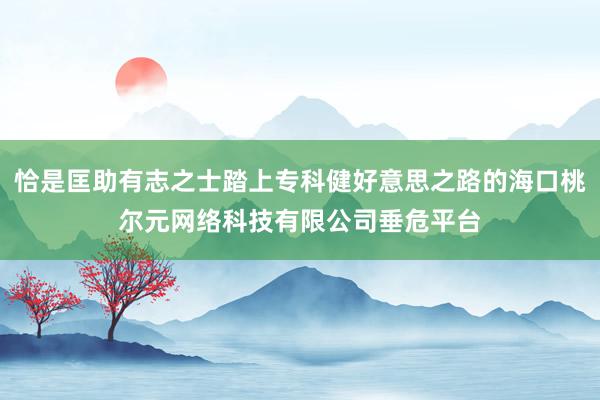恰是匡助有志之士踏上专科健好意思之路的海口桃尔元网络科技有限公司垂危平台